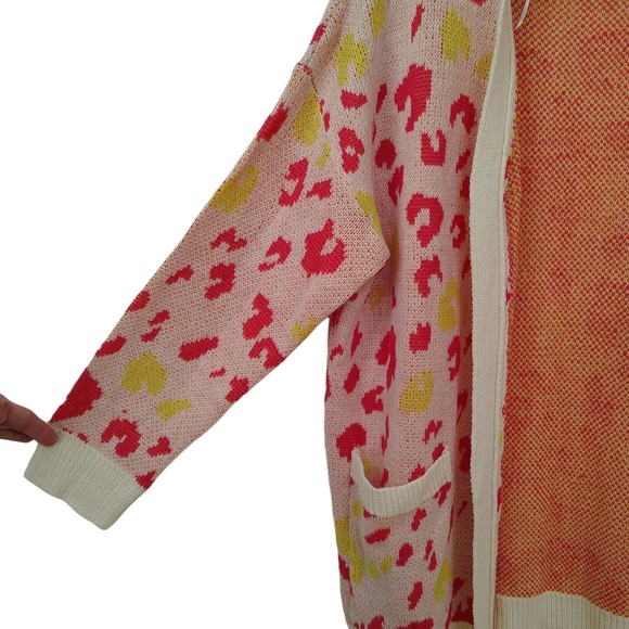 Jodifl Women's Cardigan Duster Small Colorful Leopard Print Oversized Pockets‎ - Picture 3 of 10